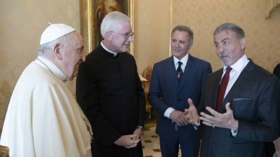 Sylvester Stallone pretends to box with Pope at Vatican