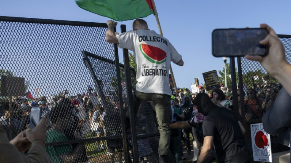 Pro-pal&auml;stinensische Demonstranten durchbrechen Sicherheitszaun bei Parteitag von US-Demokraten